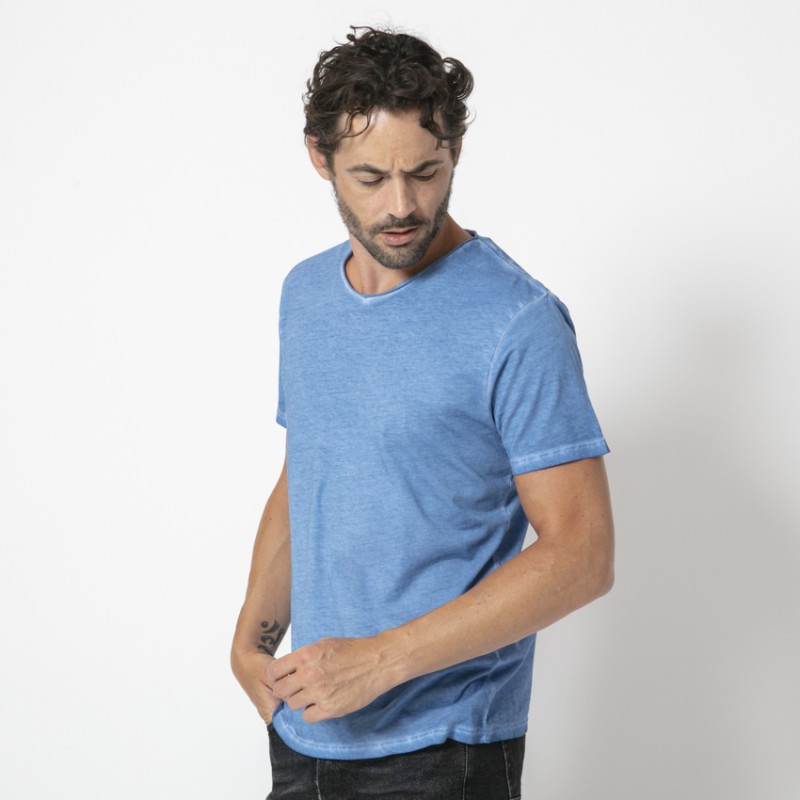 ANONYM x DUNCAN - T-shirt bleu céruléen à manches courtes