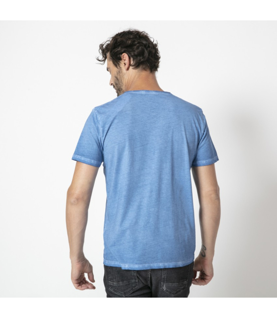 ANONYM x DUNCAN - T-shirt bleu céruléen à manches courtes