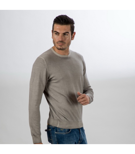 GRAN SASSO - Pull gris à col rond Vintage