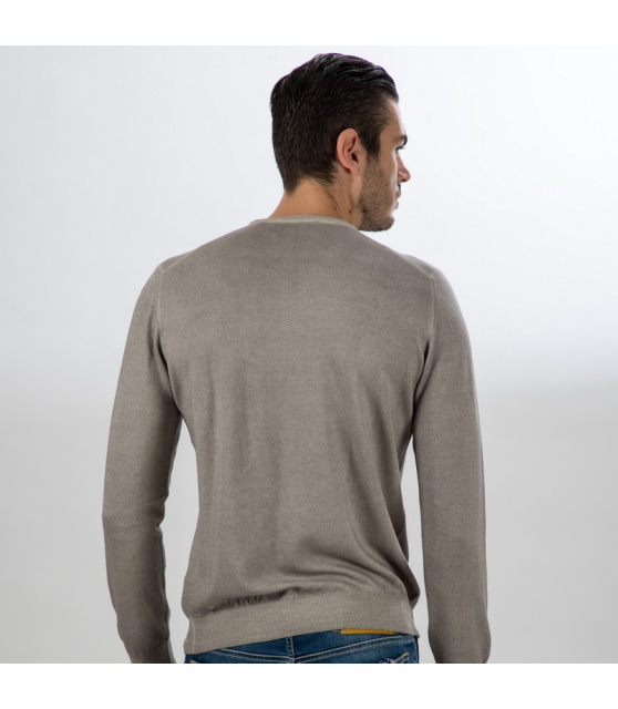 GRAN SASSO - Pull gris à col rond Vintage