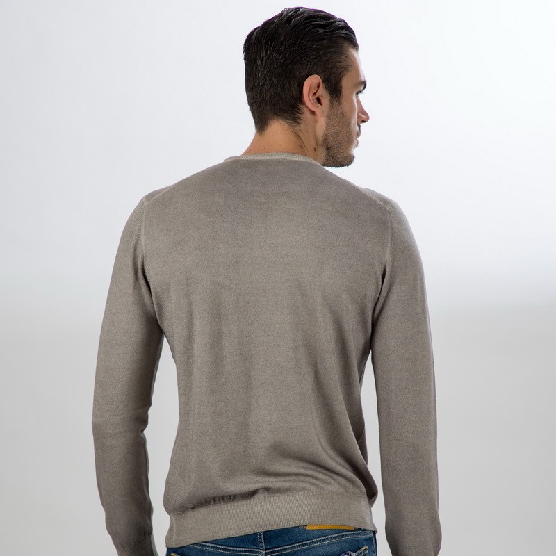 GRAN SASSO - Pull gris à col rond Vintage