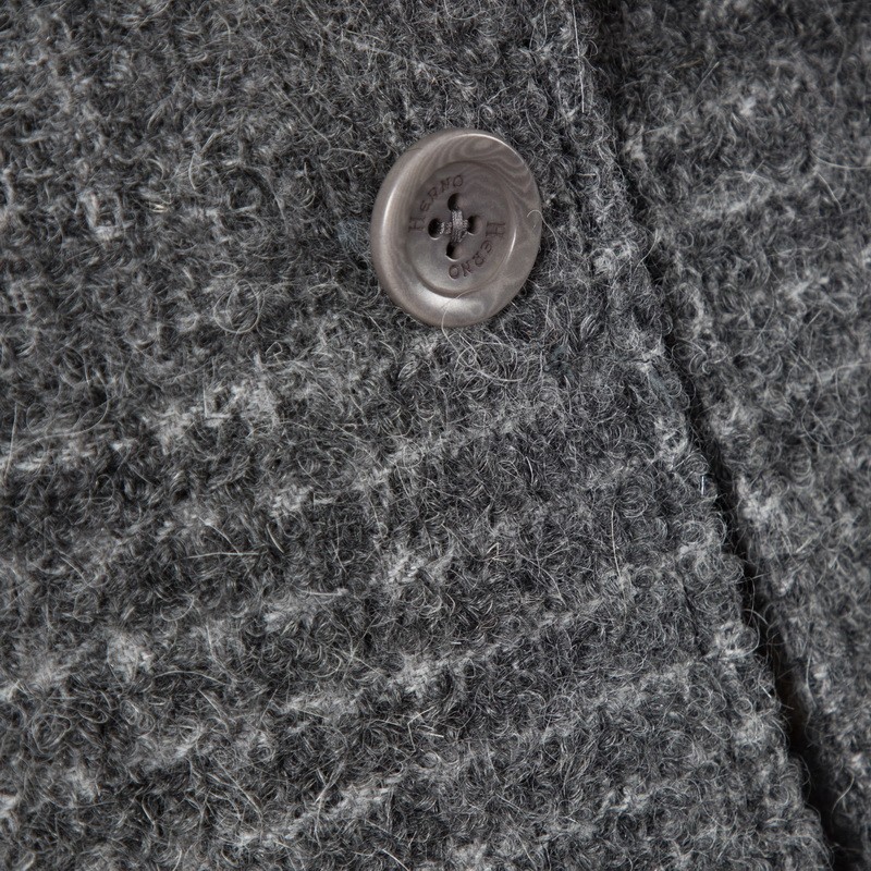 HERNO - Manteau gris à carreaux en laine