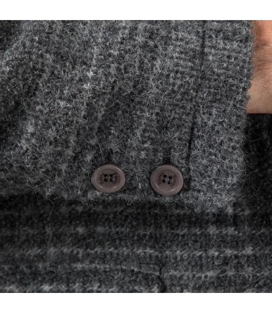 HERNO - Manteau gris à carreaux en laine