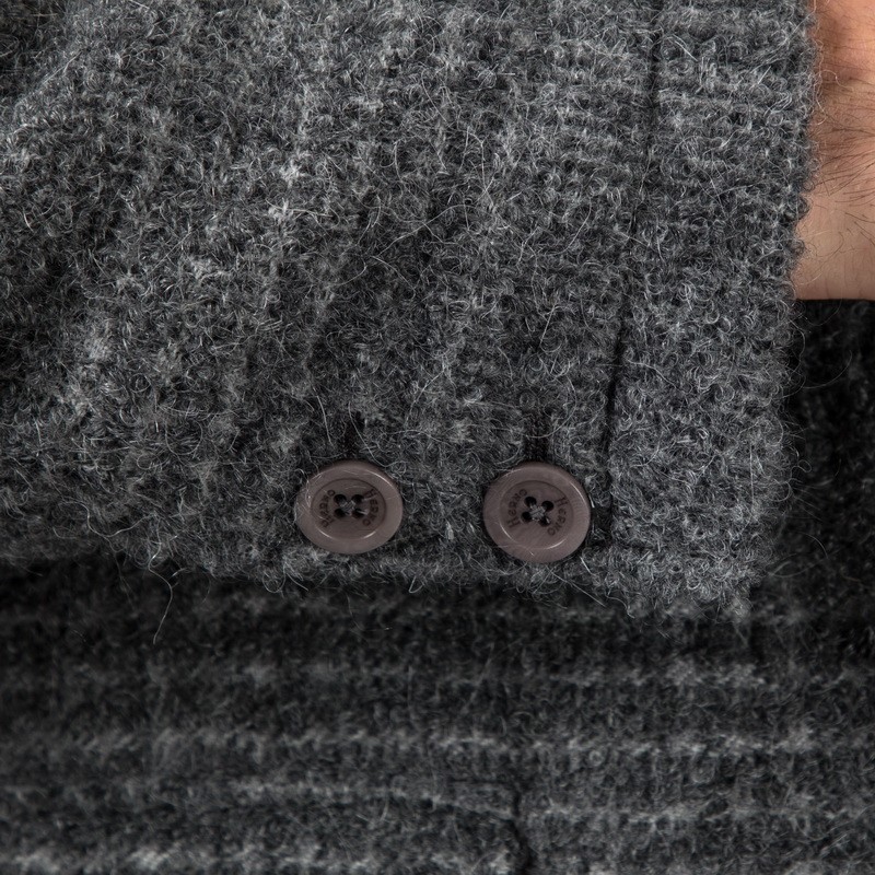 HERNO - Manteau gris à carreaux en laine