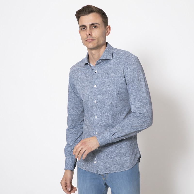 ORIAN - Chemise bleue chinée