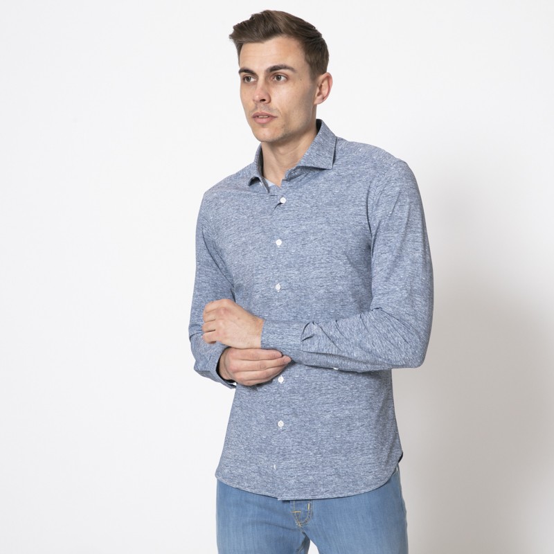 ORIAN - Chemise bleue chinée 2