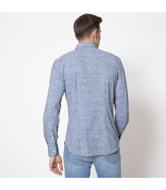 ORIAN - Chemise bleue chinée