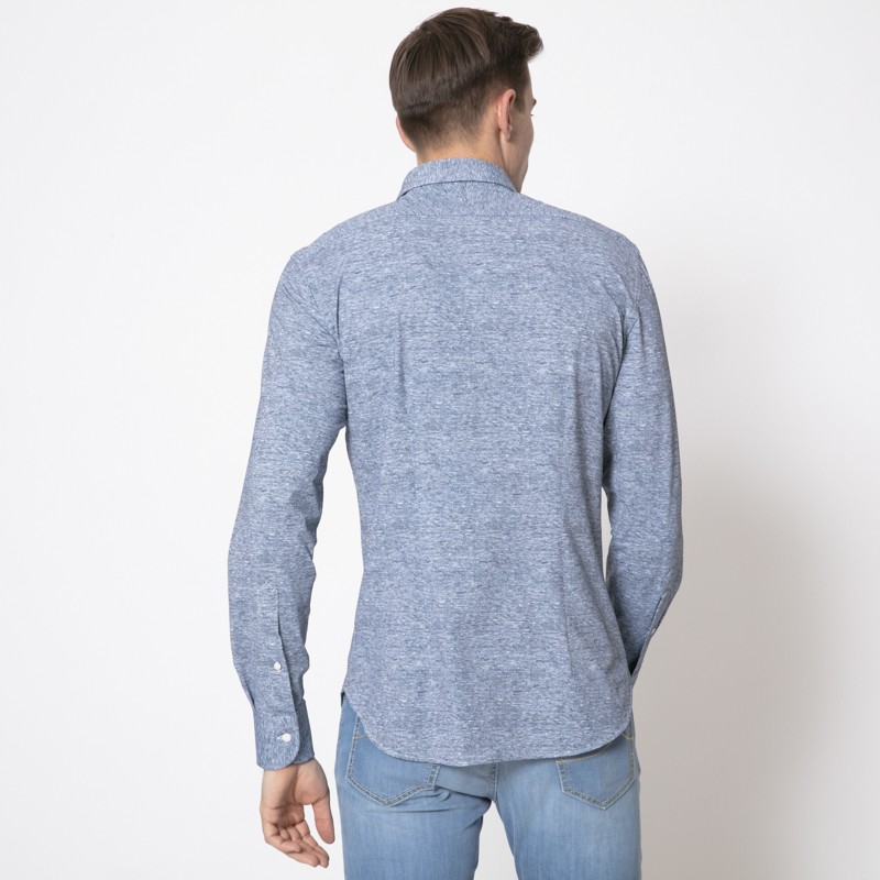 ORIAN - Chemise bleue chinée