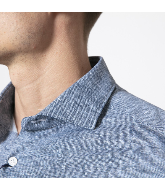 ORIAN - Chemise bleue chinée