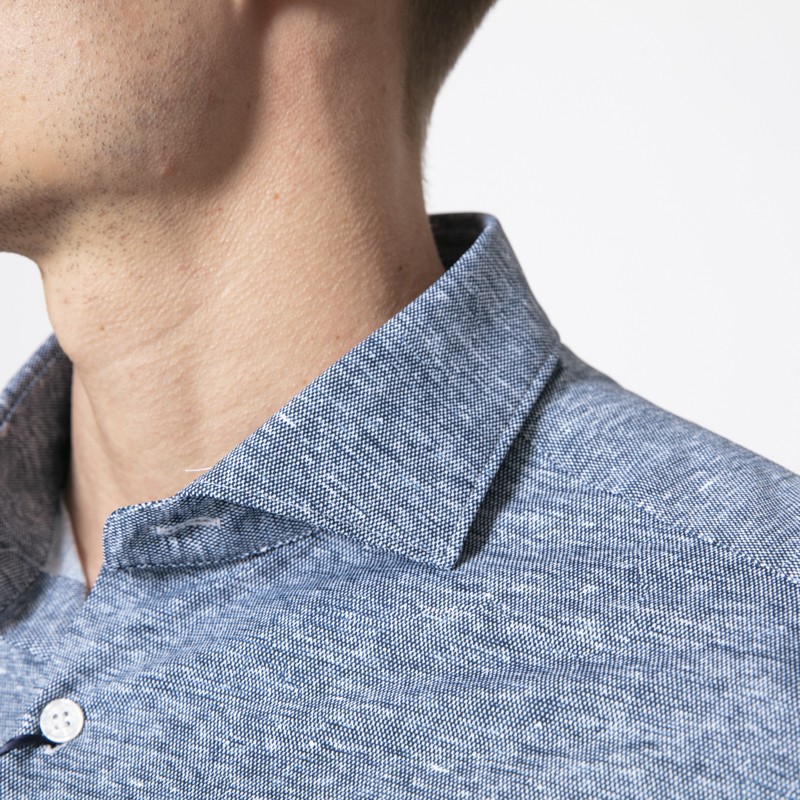 ORIAN - Chemise bleue chinée