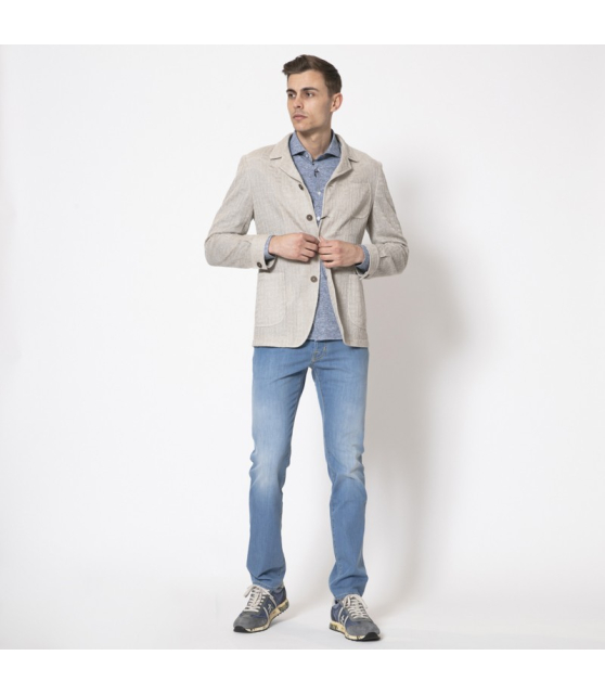 ORIAN - Chemise bleue chinée