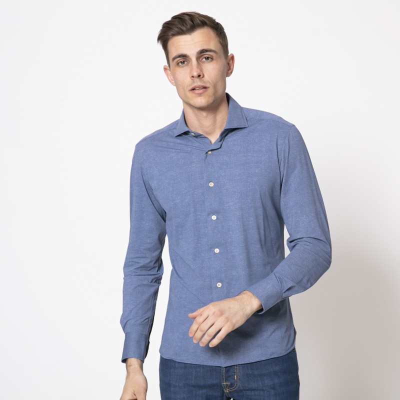 ORIAN - Chemise bleue fluide