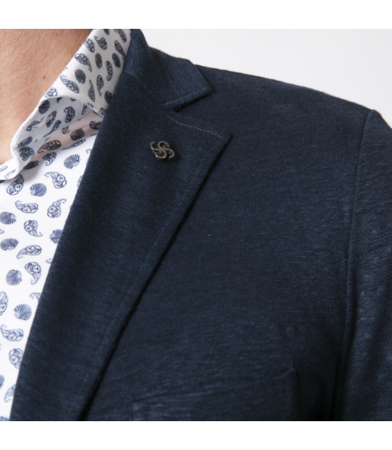 GRAN SASSO - Veste blazer bleu marine en lin