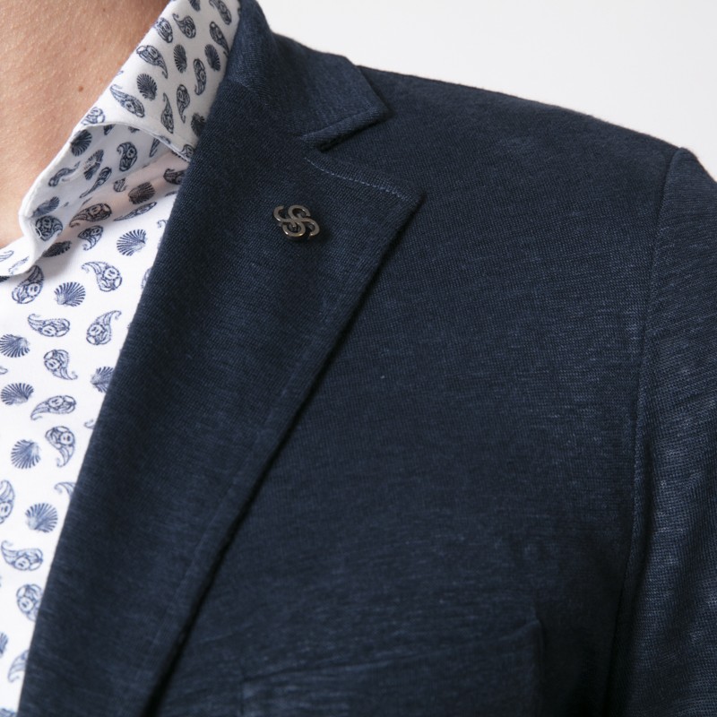 GRAN SASSO - Veste blazer bleu marine en lin