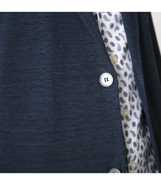 GRAN SASSO - Veste blazer bleu marine en lin