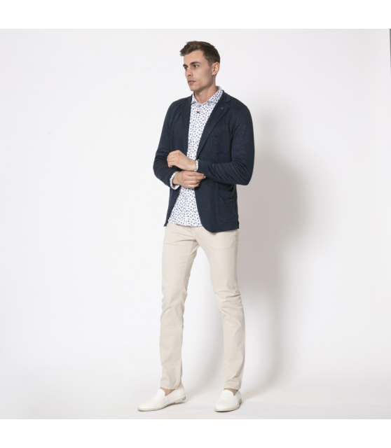 GRAN SASSO - Veste blazer bleu marine en lin