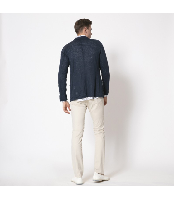 GRAN SASSO - Veste blazer bleu marine en lin