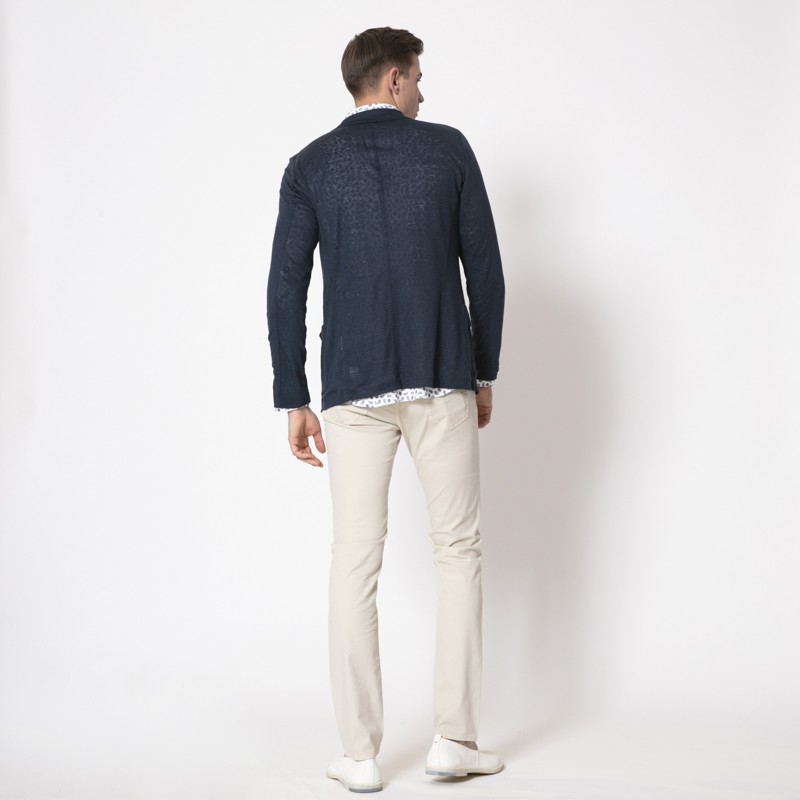 GRAN SASSO - Veste blazer bleu marine en lin