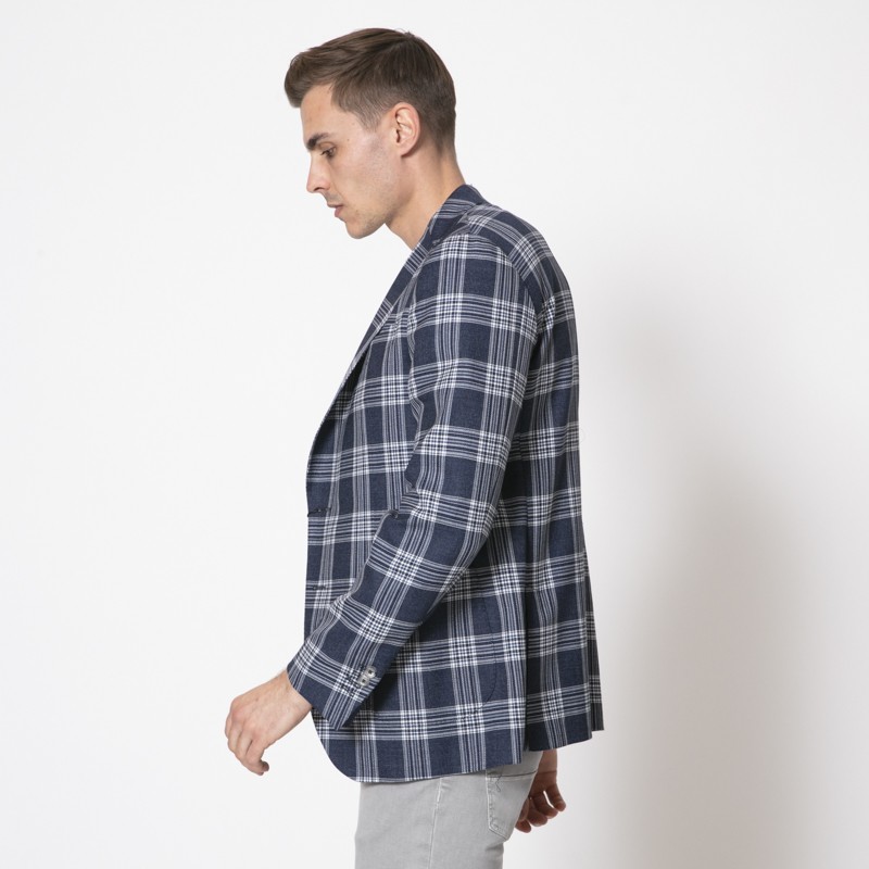 DUNCAN - Veste blazer bleu marine à carreaux 2