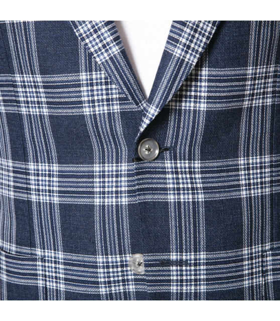 DUNCAN - Veste blazer bleu marine à carreaux