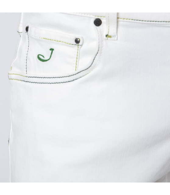 JACOB COHËN - Bermuda blanc à coutures colorées