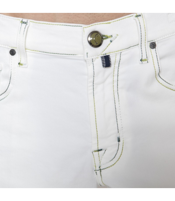 JACOB COHËN - Bermuda blanc à coutures colorées