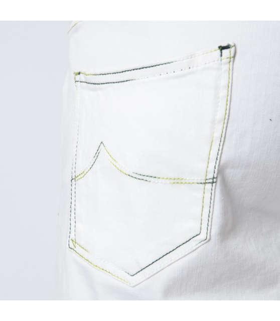 JACOB COHËN - Bermuda blanc à coutures colorées