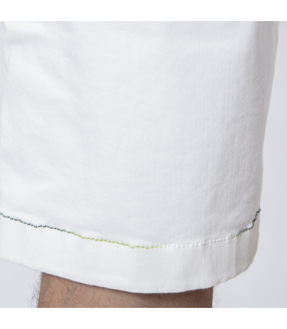 JACOB COHËN - Bermuda blanc à coutures colorées