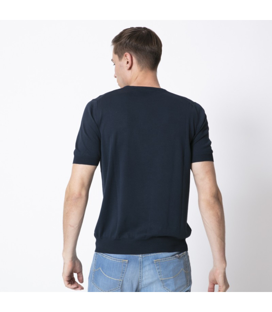 GRAN SASSO - T-shirt bleu marine en maille