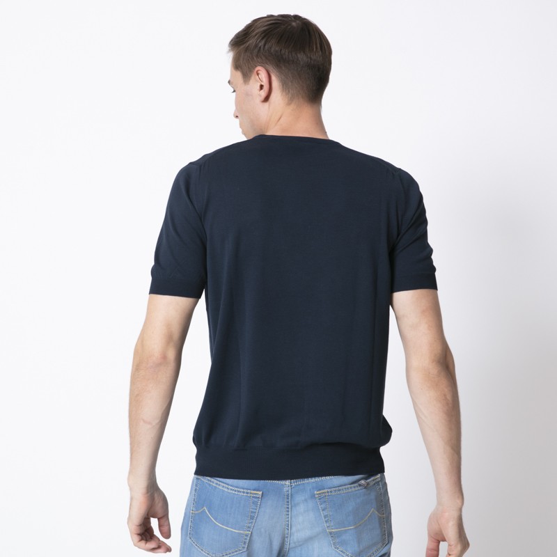 GRAN SASSO - T-shirt bleu marine en maille