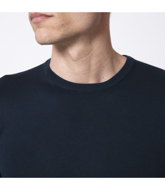 GRAN SASSO - T-shirt bleu marine en maille