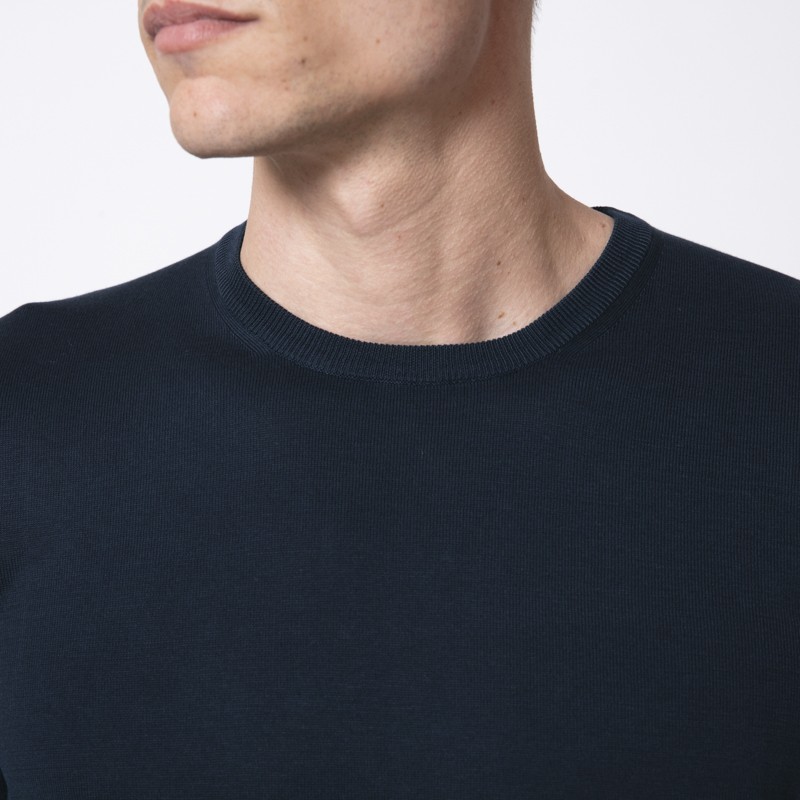 GRAN SASSO - T-shirt bleu marine en maille