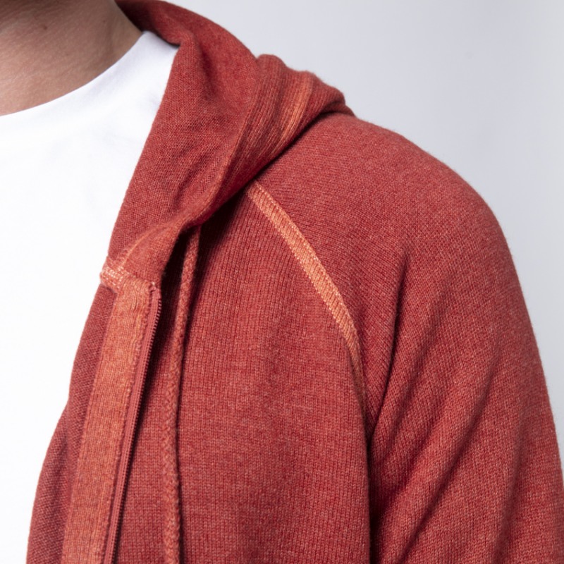 GRAN SASSO - Gilet rouge corail à capuche