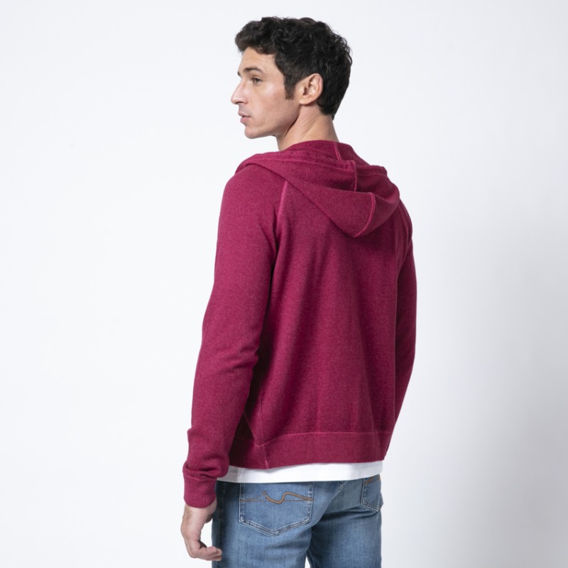 GRAN SASSO - Gilet framboise à capuche