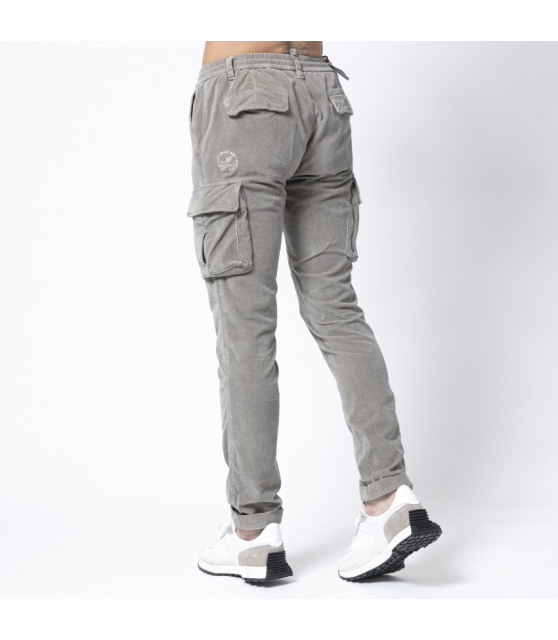 MASON'S - Pantalon cargo kaki en velours côtelé