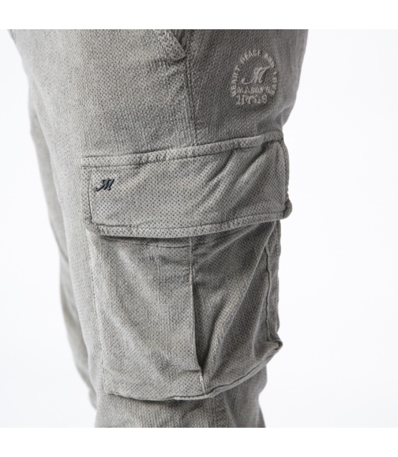 MASON'S - Pantalon cargo kaki en velours côtelé
