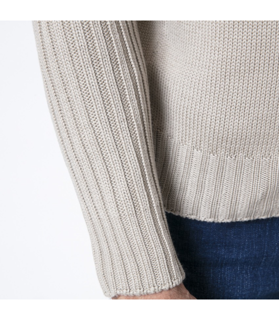 GRAN SASSO - Pull beige col roulé côtelé