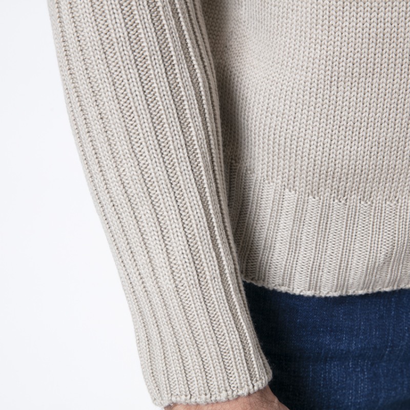 GRAN SASSO - Pull beige col roulé côtelé