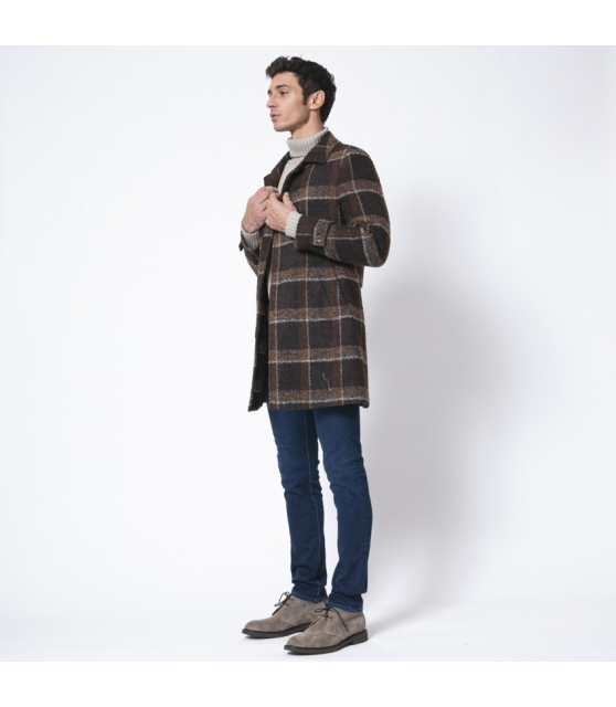 ORAZIO - Manteau à carreaux marron
