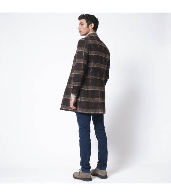 ORAZIO - Manteau à carreaux marron