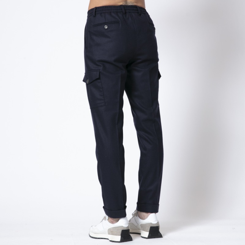 GRAN SASSO - Pantalon bleu marine en laine