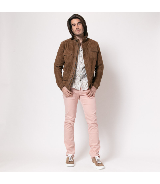 DESOTO - Chemise blanche à motifs roses et verts