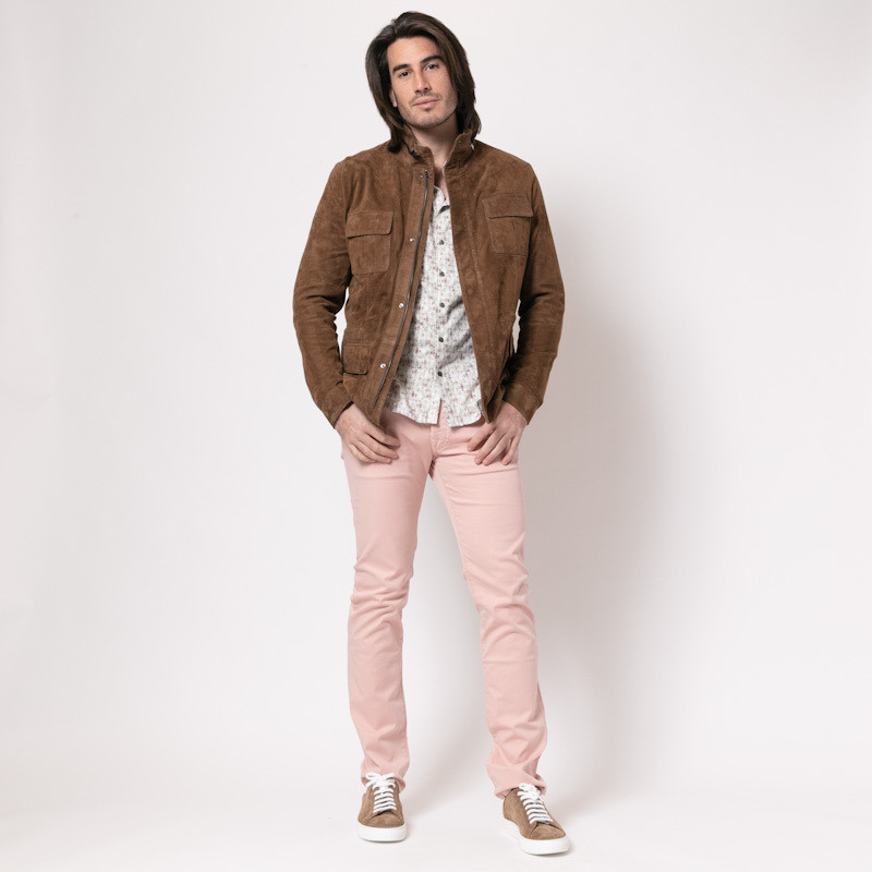 DESOTO - Chemise blanche à motifs roses et verts