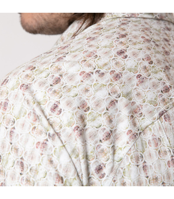 DESOTO - Chemise blanche à motifs roses et verts