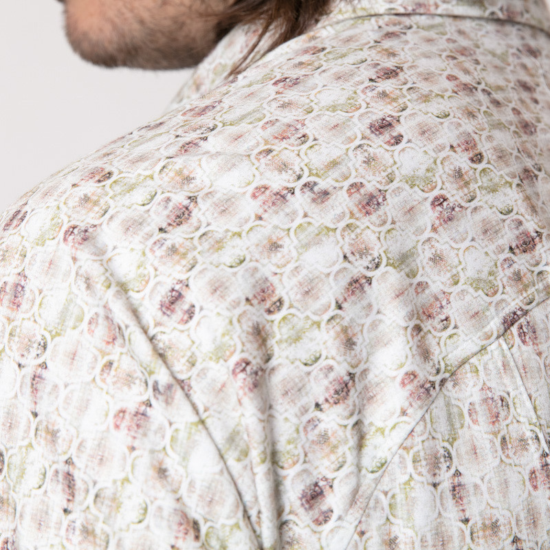 DESOTO - Chemise blanche à motifs roses et verts