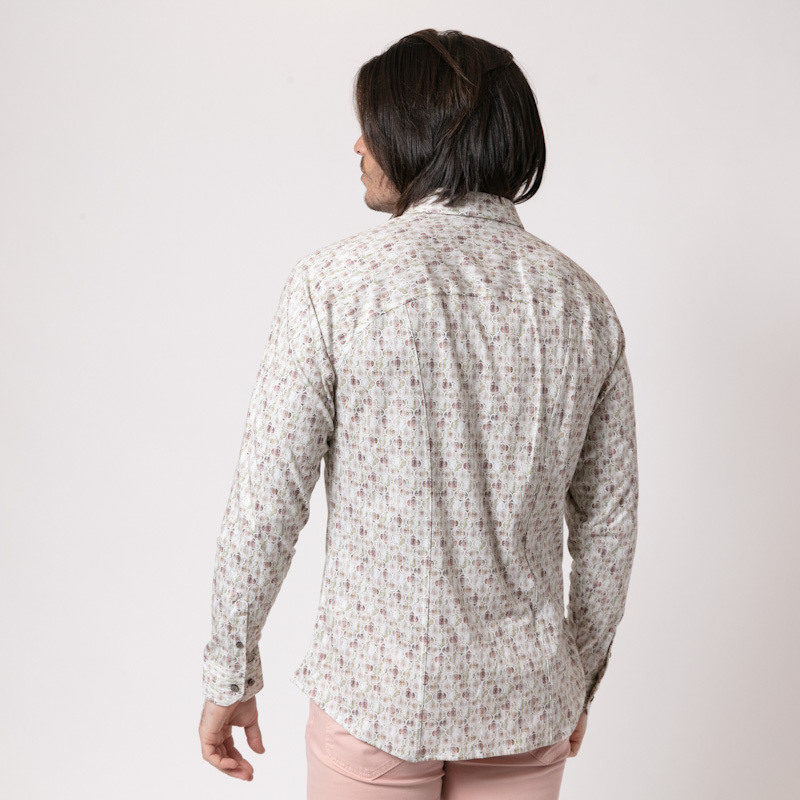 DESOTO - Chemise blanche à motifs roses et verts