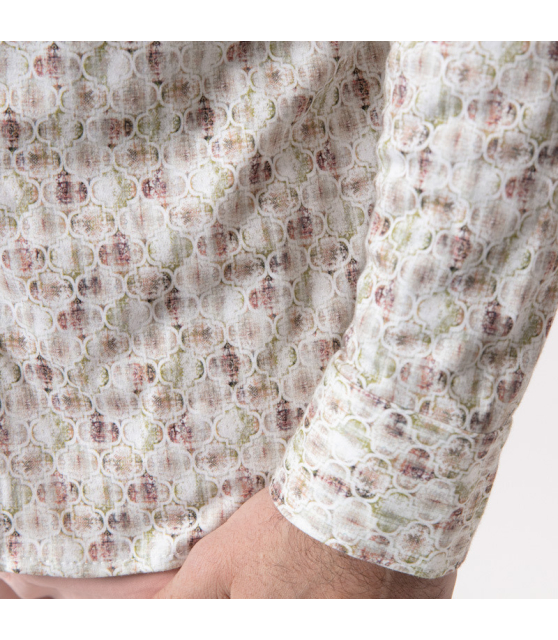 DESOTO - Chemise blanche à motifs roses et verts