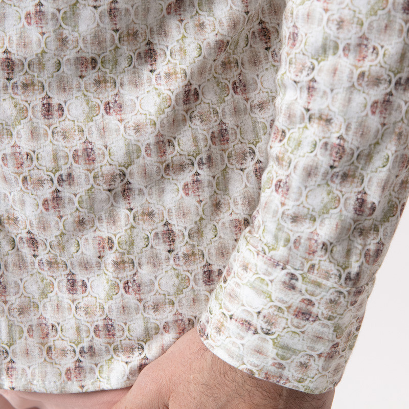 DESOTO - Chemise blanche à motifs roses et verts