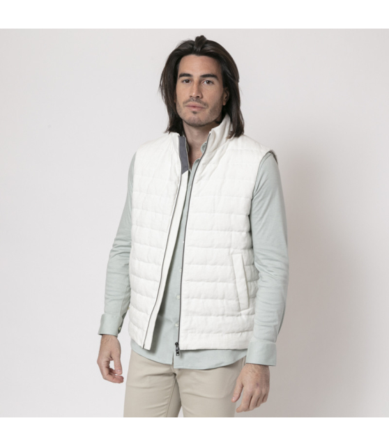 HERNO - Gilet blanc en lin sans manches