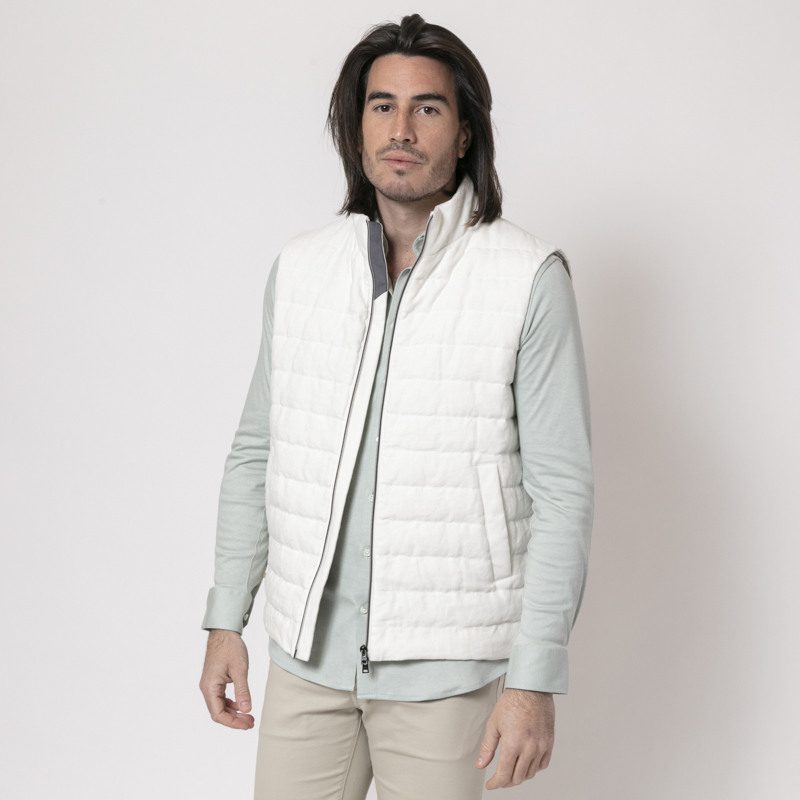 HERNO - Gilet blanc en lin sans manches